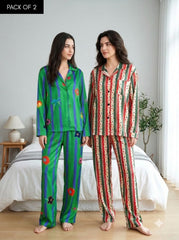 Emerald Garden & Vintage Stripe Pajama Duo – Pack of 2