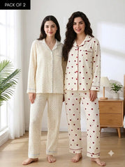 Classic Polka & Heart Pajama Duo – Pack of 2