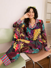 Electric Jungle Satin Pajama Set
