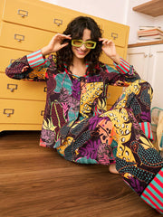 Electric Jungle Satin Pajama Set