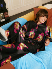 Midnight Panther Satin Pajama Set