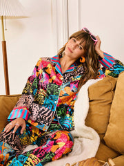 Wildflower Noir Satin Pajama Set