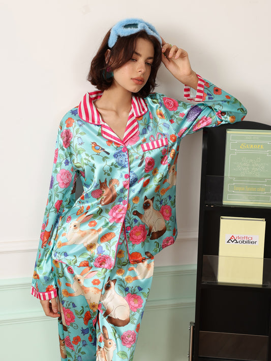 Garden Story Satin Pajama Set