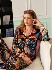 Midnight Safari Satin Pajama Set