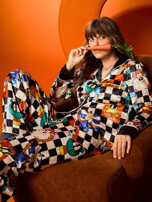 Toon Town Checkmate Satin Pajama Set