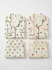 Playful Hearts & Dots Pajama Duo – Pack of 2