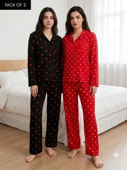 Red & Black Heart Pajama Duo – Pack of 2