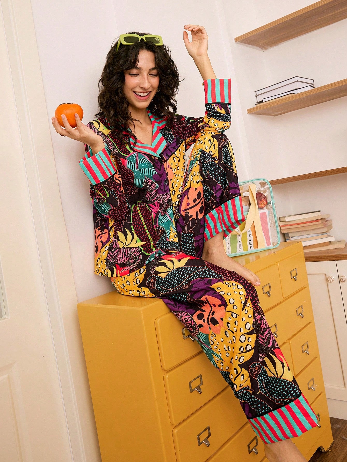 Electric Jungle Satin Pajama Set
