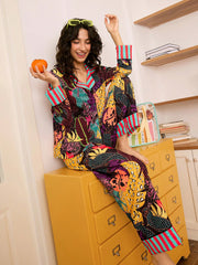 Electric Jungle Satin Pajama Set