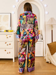 Wildflower Noir Satin Pajama Set