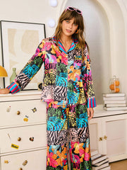 Wildflower Noir Satin Pajama Set