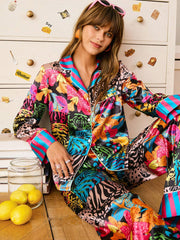 Wildflower Noir Satin Pajama Set