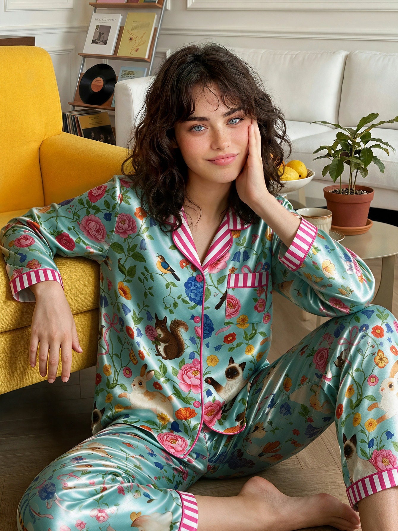 Garden Story Satin Pajama Set