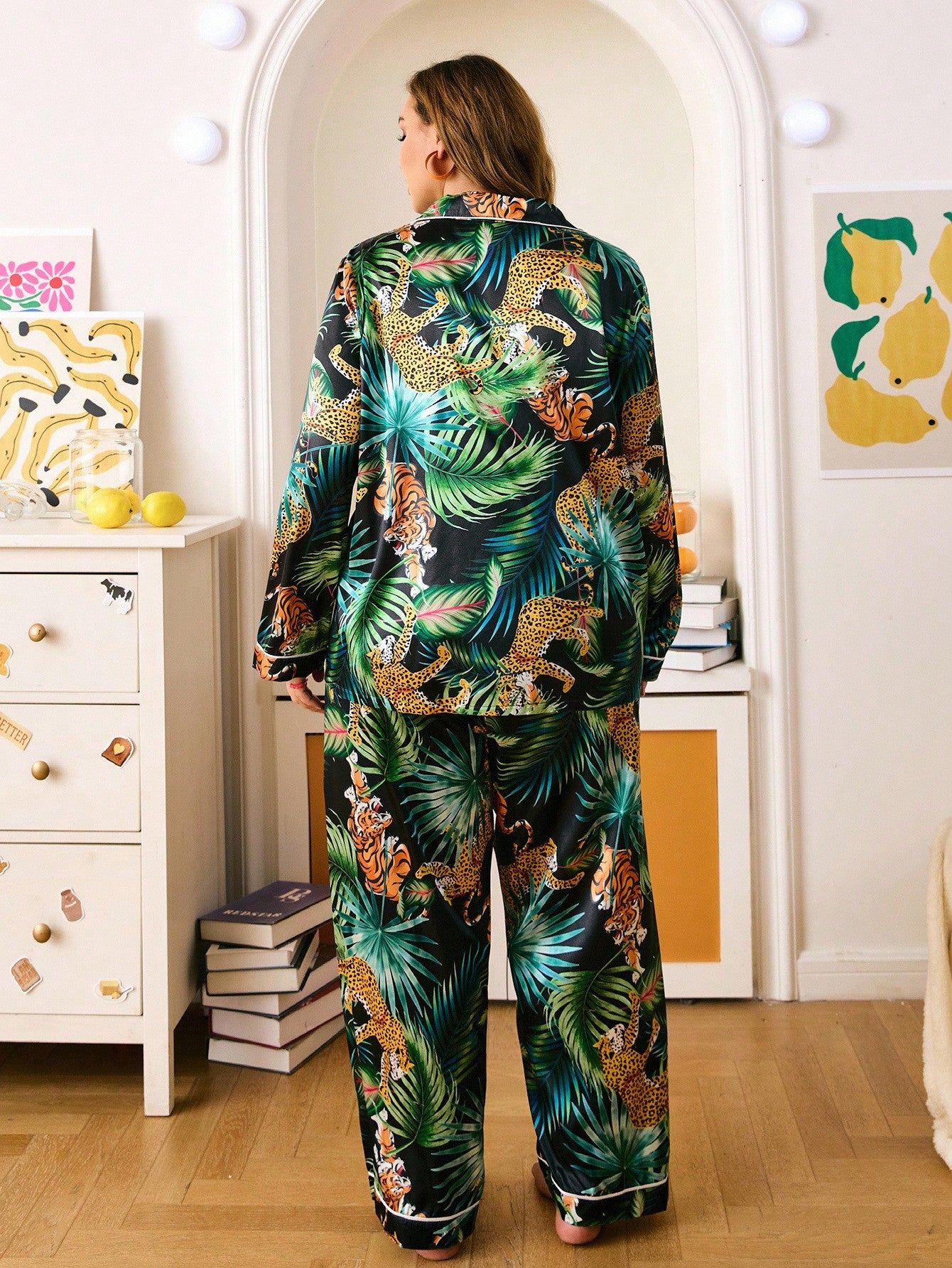 Wild Tropics Satin Pajama Set