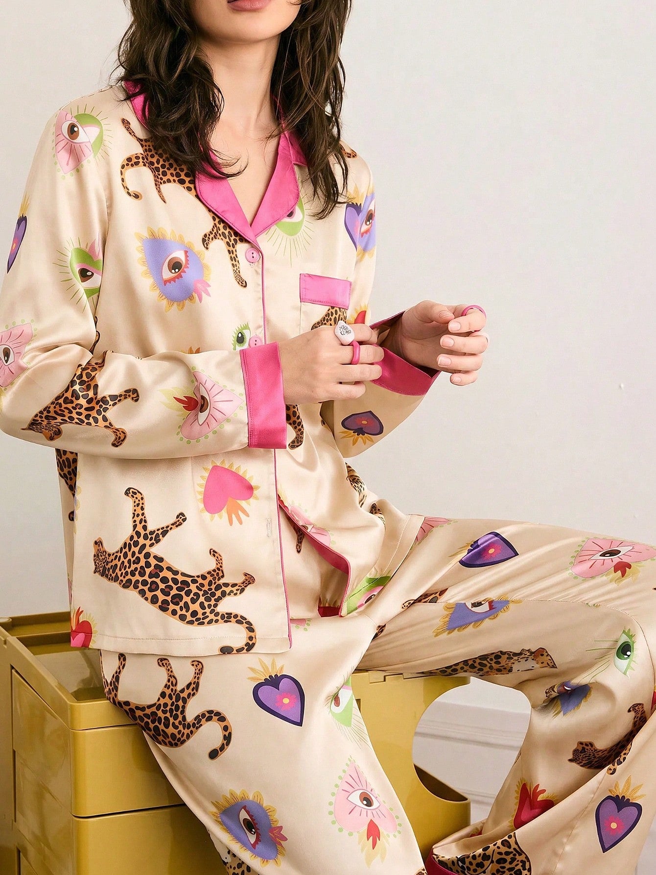 Love & Wild Hearts Satin Pajama Set