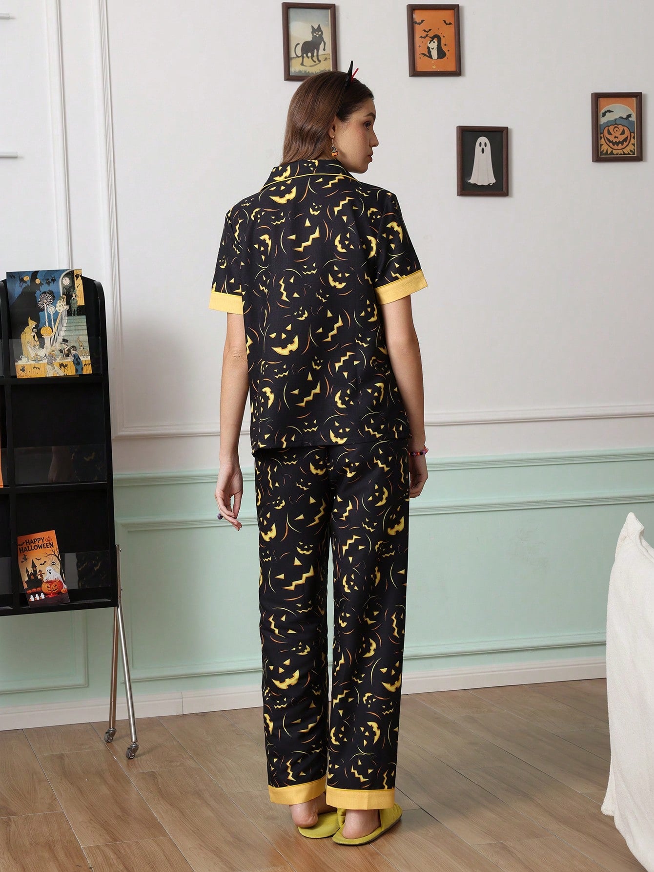 Midnight Pumpkin Halloween Satin Pajama Set