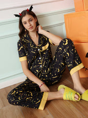 Midnight Pumpkin Halloween Satin Pajama Set