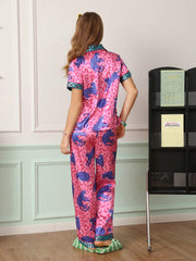 Pink Leopard Pop Satin Pajama Set