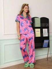 Pink Leopard Pop Satin Pajama Set
