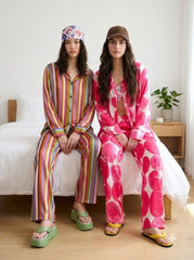 Rainbow Stripes & Pink Bloom Pajama Duo – Pack of 2
