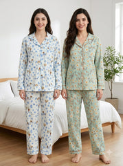 Blue Dots & Daisy Bloom Pajama Duo – Pack of 2