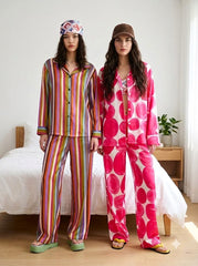 Rainbow Stripes & Pink Bloom Pajama Duo – Pack of 2