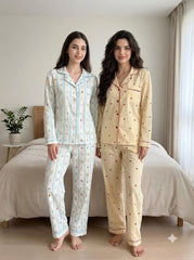 Sky Blue & Cream Heart Stripe Pajama Duo – Pack of 2